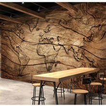 wellyu papel de parede Customized large murals fashion home decoration retro wood grain world map background wall wallpaper 2024 - buy cheap