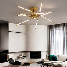 Lámpara LED de techo nórdica moderna con Control remoto, colgante, para sala de estar, comedor, cocina, dormitorio, luz dorada 2024 - compra barato