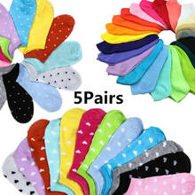 10pcs/5Pair Spring Summer Female Heart Dot Solid Low Cut Socks Short Socks Women's Slippers Cotton Blend Ankle Boat Socks 2024 - buy cheap