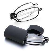 Gafas de lectura plegables para hombre y mujer, lentes de lectura de Diseño MINI a la moda novedosa, gafas pequeñas de Metal negro con marco y caja Original portátil 2024 - compra barato