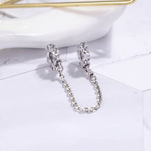 New Clear Sparkle Safety Chain Charm 925 Sterling Silver Charms Beads Fit Bracelets Bangles DIY Women Christmas Gift Jewelry 2024 - buy cheap