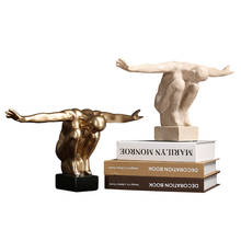Nordic resina homem escultura estátuas para casa decoração ornamento de mesa estatuetas modelo humano artesanato sala estudo decoração da mesa 2024 - compre barato