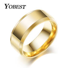 Yobest новый дизайн 8 мм широкое кольцо из нержавеющей стали Трендовое черное/золотое свадебное кольцо ювелирные изделия для женщин и мужчин 2024 - купить недорого