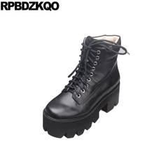 Botas femininas de couro sintético, botas curtas de couro para outono e outono, preto, camurça e plataforma branca, salto alto, volumoso, rosa 2024 - compre barato