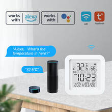 Датчик температуры и влажности Tuya Wi-Fi, комнатный гигрометр, термометр с ЖК-дисплеем, Метеостанция для Alexa Google Home 2024 - купить недорого