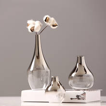 Vaso de vidro nórdico, vaso de prata com degradê seco, de flores nórdicas, decoração de casa, plantas, presente de natal 2024 - compre barato