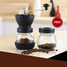 High Quality GLASS Manual Coffee Grinder with Storage Jar Soft brush Conical Ceramic Burr Quiet and Portable 2024 - buy cheap