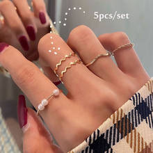 Conjuntos de anéis de design de moda metal 5 tamanhos hiphop/rock conjunto de dedo para abertura de índice para mulheres joias versão coreana anéis articulados 2021 2024 - compre barato