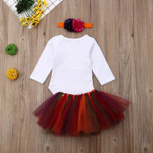 Thanksgiving set Newborn Kids Baby Girl Clothes Little TurkeyLetter Long Sleeve Boysuit tutu Skirt Outfits Set Hat 0-2T Headwear 2024 - buy cheap