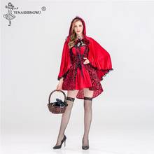 Traje de halloween de chapeuzinho vermelho, fantasia para mulheres, adulto, cosplay, carnaval, conto de fadas, vestido de menina 2024 - compre barato