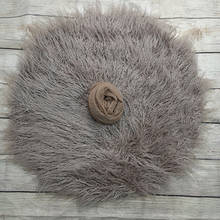 Dia=60cm Round Faux Fur Photography Blanket+140*30cm Stretch Knit Wrap for Newborn Photography Props 2024 - buy cheap