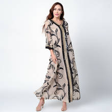 Muslim Dress Dubai Arab Fashion Sequins Embroidered V Neck Abaya Dubai Arabic Turkey Moroccon Kaftan Islamic Clothing India Gown 2024 - buy cheap