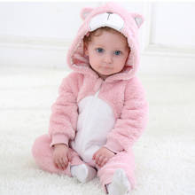 Pijamas para meninas recém-nascidas kigurumi, roupa infantil de urso rosa e kigurumi, roupas infantis com capuz, roupas de inverno 2024 - compre barato