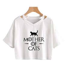 2020 Casual T-shirts Mother of Cats harajuku Tees Tshirts Women Crop Tops Short Sleeved Female Letters printing Tops 2024 - buy cheap