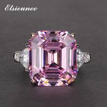 ELSIEUNEE 100% 925 Sterling Silver 27ct Big Simulated Moissanite Gemstone Wedding Engagement Ring Fine Jewelry Gift Wholesale 2024 - buy cheap