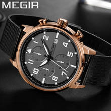 MEGIR Watch Men Waterproof Chronograph Military Male Clock Top Brand Luxury Stainless Steel Business Man Sport Wristwatch 2157 2024 - buy cheap