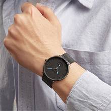 Relógio de quartzo com mostrador em liga metálica, relógio de pulso minimalista para homens, pulseira de aço inoxidável, escala pequena, moda, presente, montre homme 2024 - compre barato