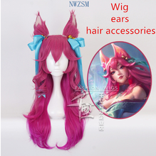 New style Game LOL Spirit Blossom Ahri Cosplay Wig With Ears Headwear Cosplay Costume The Nine-Tailed Fox Hair Women Wigs 2024 - buy cheap