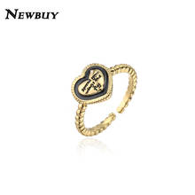 NEWBUY Vintage Bohemian Style Open Ended Ring "spread your wing and fly" Heart Shape Ring For Women Girl Birthday Gift Wholesale 2024 - buy cheap