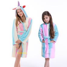 Adult Unicorn Robe Sleepwear Flannel Warm Kids Bathrobe For Children Dressing Gown Pajamas For Boy Girl Nightgown Baby Bath Robe 2024 - buy cheap