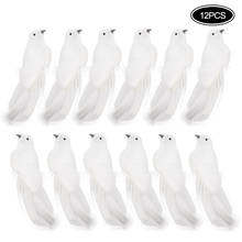 12Pcs White Artificial Pigeon Simulation Feather White Pigeon Wedding Bedroom Living Room Bird Decoration Pet Toy For Wedding 2024 - buy cheap