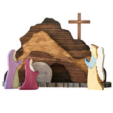 Easter Resurrection Scene Wooden Decoration Easter Decor Wooden Cross Resurrection Scene Decor Wooden Nativity Set Home Decor 2024 - buy cheap