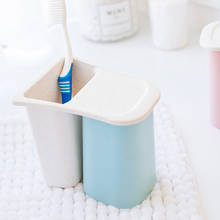 Kit de copo e suporte de escova de dentes, conjunto criativo de material trigo para lavagem bucal, suspensão magnética, armazenamento de pasta de dentes 2024 - compre barato