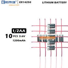 Bateria de lítio 10 fábricas er14250 1/2aa 3.6v 1200mah com solda 2024 - compre barato