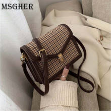 MSGHER Plaid PU Leather Crossbody Bags For Women 2023 Luxury Brand Chain Shoulder Messenger Small Bag Female Travel Handbags 2024 - buy cheap
