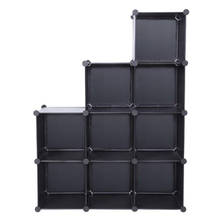 Organizador de cubo modular, durável, empilhável, 9 cubos, prateleiras de armazenamento, armário de closet, diy, preto 2024 - compre barato
