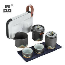 Керамические чайники TANGPIN с 2 чашками, горный портативный дорожный чайный набор, посуда для напитков 2024 - купить недорого