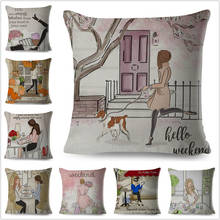 Nordic Style Pillowcase  Decor Cute Cartoon Letter Girl Pillow Case Polyester Cushion Cover for Sofa Home Car Children Room 2024 - buy cheap