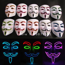 Máscara de Halloween Led V para Vendetta, máscara de luz fría para Cosplay, día de pago, carnaval, Rave 2024 - compra barato