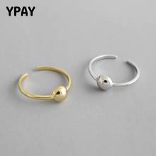 YPAY 100% чистого 925 пробы серебра Регулируемые кольца женские корейские INS минималистичные геометрические круглые шарики гладкая поверхность кольца YMR885 2024 - купить недорого