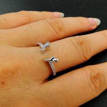 Venda quente dainty jóias 925 prata esterlina cz antlers anel de noivado anel de casamento feminino para o presente 2024 - compre barato