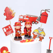 7 pçs bombeiro bolo topper fogo herói bombeiro caminhão de bombeiros cupcake toppers chuveiro do bebê crianças bolo de aniversário decoração acessórios 2024 - compre barato