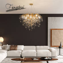 Lámpara de araña de cristal de lujo para sala de estar, candelabro LED dorado, moderno, para Hotel, vestíbulo, decoración artística 2024 - compra barato