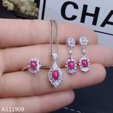 KJJEAXCMY boutique jewelry 925 sterling silver inlaid Natural ruby Necklace Ring Earring Set Support Test 2024 - buy cheap