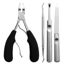 4 pçs de aço inoxidável encravado toenail kit ferramenta profissional clipper prego conjunto pedicure ferramenta cutícula garfo prego arquivo ferramenta limpa 2024 - compre barato