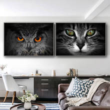 Pintura moderna preta em tela de animais selvagens, olhos impressos, pôsteres em tela, imagens de arte de parede para sala, decoração de casa 2024 - compre barato