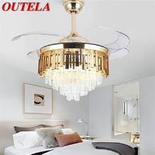 OUTELA-ventilador de techo para el hogar, lámpara LED de cristal de lujo Invisible con Control remoto, moderna 2024 - compra barato