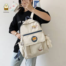 Beibaobao-mochila escolar de nailon para chica, morral bonito con insignia, bolso Kawaii para estudiantes 2024 - compra barato