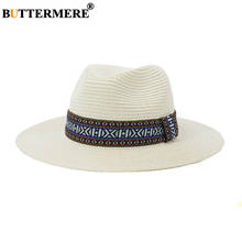 BUTTERMERE White Panama Hat Summer Sun Hats for Women Man Beach Straw Hat for Men UV Protection Cap Chapeau Femme 2022 Fedora 2024 - buy cheap