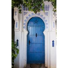 White Wall Blue Door Leaves Photography Backdrop Customized Background for Baby Children Portrait Outdoor Photocall Fond Photo 2024 - buy cheap