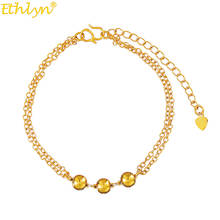 Etava dubai pulseira cor dourada joia etíope áfrica pulseira para mulheres corrente fina com contas bracelete b191 2024 - compre barato