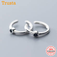 Trusta Genuine 925 Sterling Silver Cute Round Dazzling Cz Ear Cuff Clip On Earring For Women Piercing Earing Jewelry Gift DS2339 2024 - buy cheap