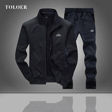 Mens Sports Set Jacket+Sweatpants Fleece Men Autumn Winter Tracksuit Casual Warm Male outift Set 2021 Polyester Thick Men's Sets 2024 - buy cheap