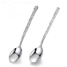 S999 sterling silver handmade coffee spoon dessert, ice cream, teaspoon picnic kitchen accessories 2024 - buy cheap