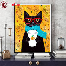 5D DIY Diamond Painting cartoon cat drink coffee cross stitch full square/round diamond mosaic embroidery cute kitten kids gift 2024 - buy cheap