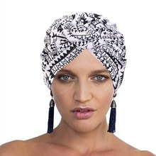 Turbante de algodón para mujer, la cabeza con pañuelo para nudo superior, tocado con estampado de estilo nacional, Bandanas, sombreros, accesorios para el cabello 2024 - compra barato